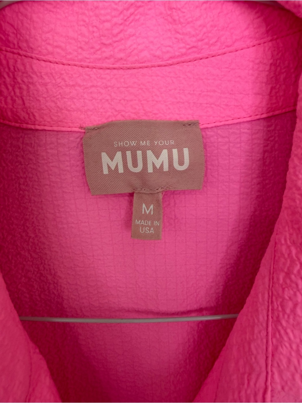 SHOW ME YOUR MUMU Johns Button Down Shirt in Electric Bubble Gum Pink - Picture 3 of 9